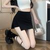 Women's Summer Petite A-Line Bodycon Skirt with Side Slit – Elastic and Slimming