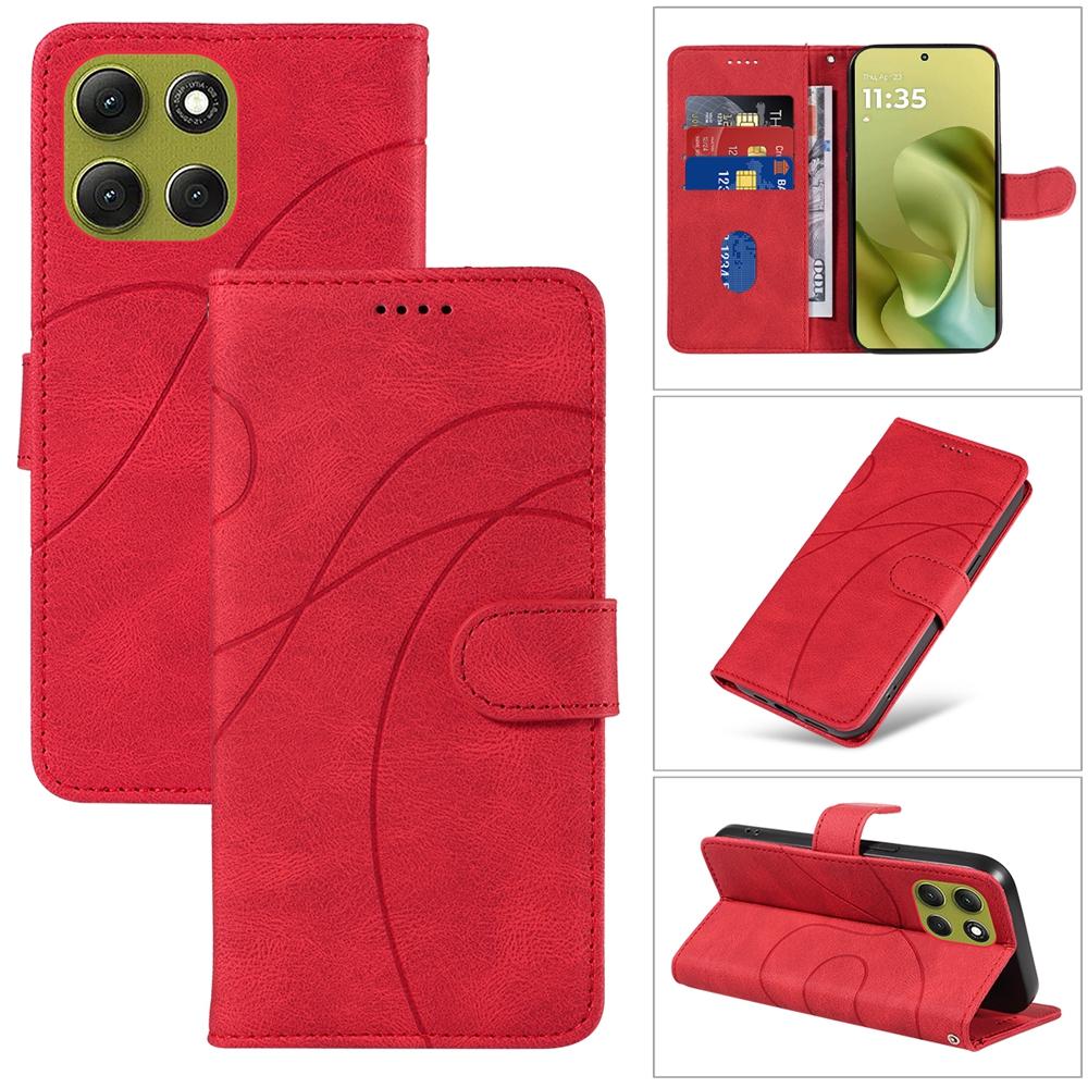 Magnetische Leder-Brieftaschenhülle für Moto G86 G85 G84 G56 G54 G34 G06 G05 G15 G24 G55 G35 G75 Edge 50 60 Pro Ultra Hülle Kurvenlinie