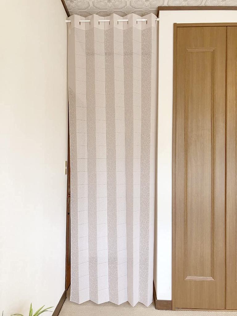 Accordion Room Heat Energy Adjustable 100 X 250 Flower KL31139 Curtain, Divider, Noren, Blocking, Saving, Length, Cm, Stripe, (Ivory CM515)