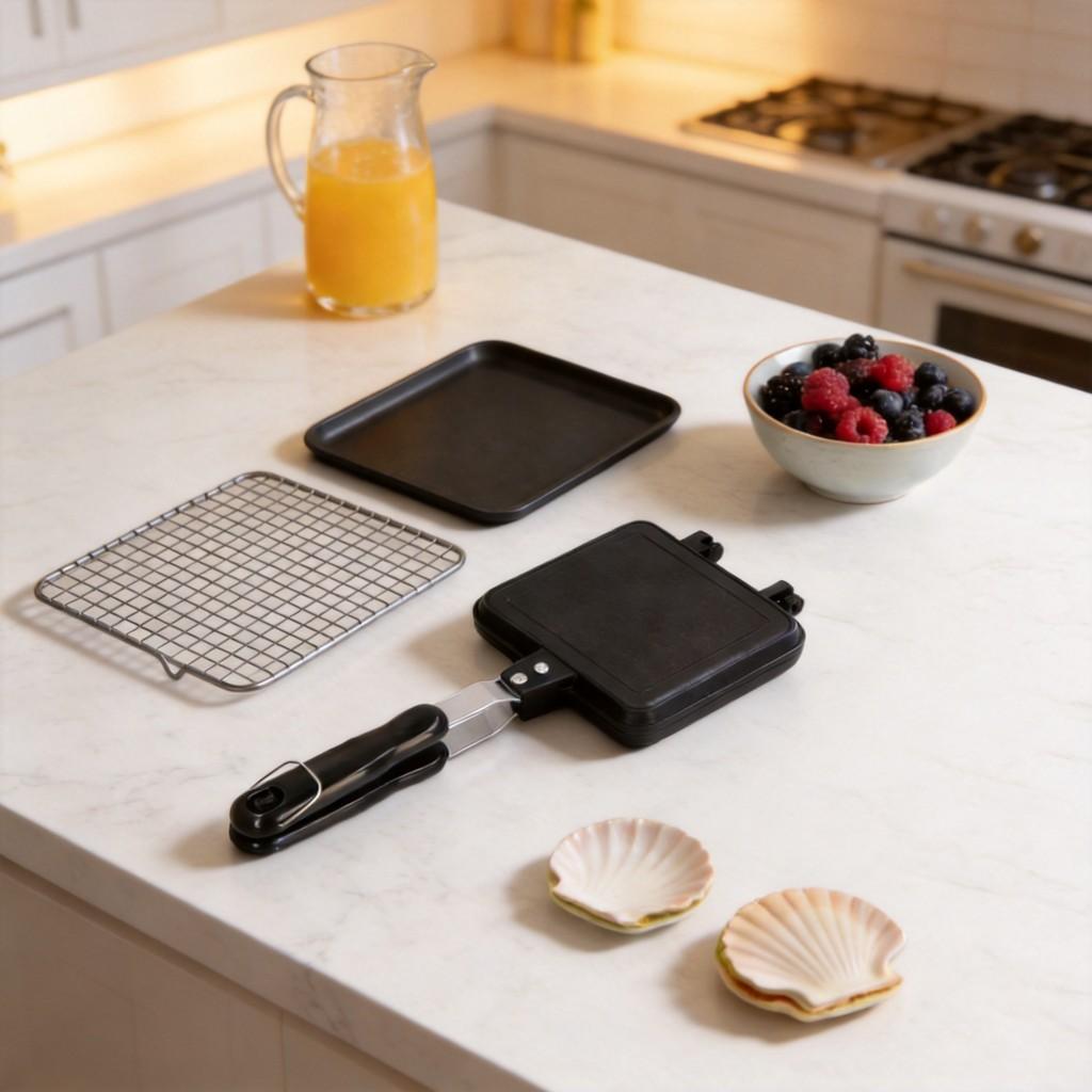 Sandwich Maker Pan With Nonstick Aluminum Griddle For Breakfast And Snack Preparation