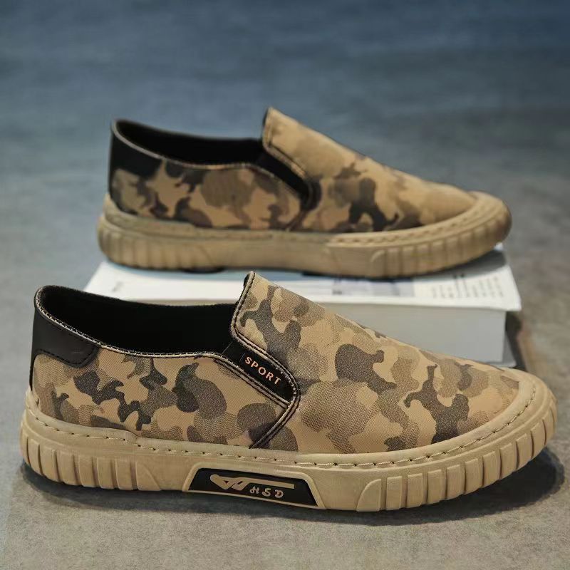 

Spring men s canvas casual shoes comfortable labor insurance shoes wear-resistant camouflage breathable men s shoes 44 коричневий