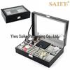 Black Pinhole Pattern 8-Slot Leather Watch and Jewelry Storage Box