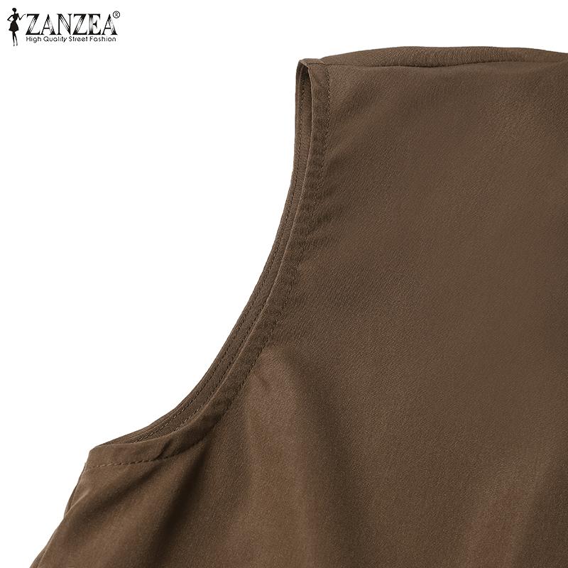 ZANZEA Vestă de damă cu rever fără mâneci buzunare buzunare