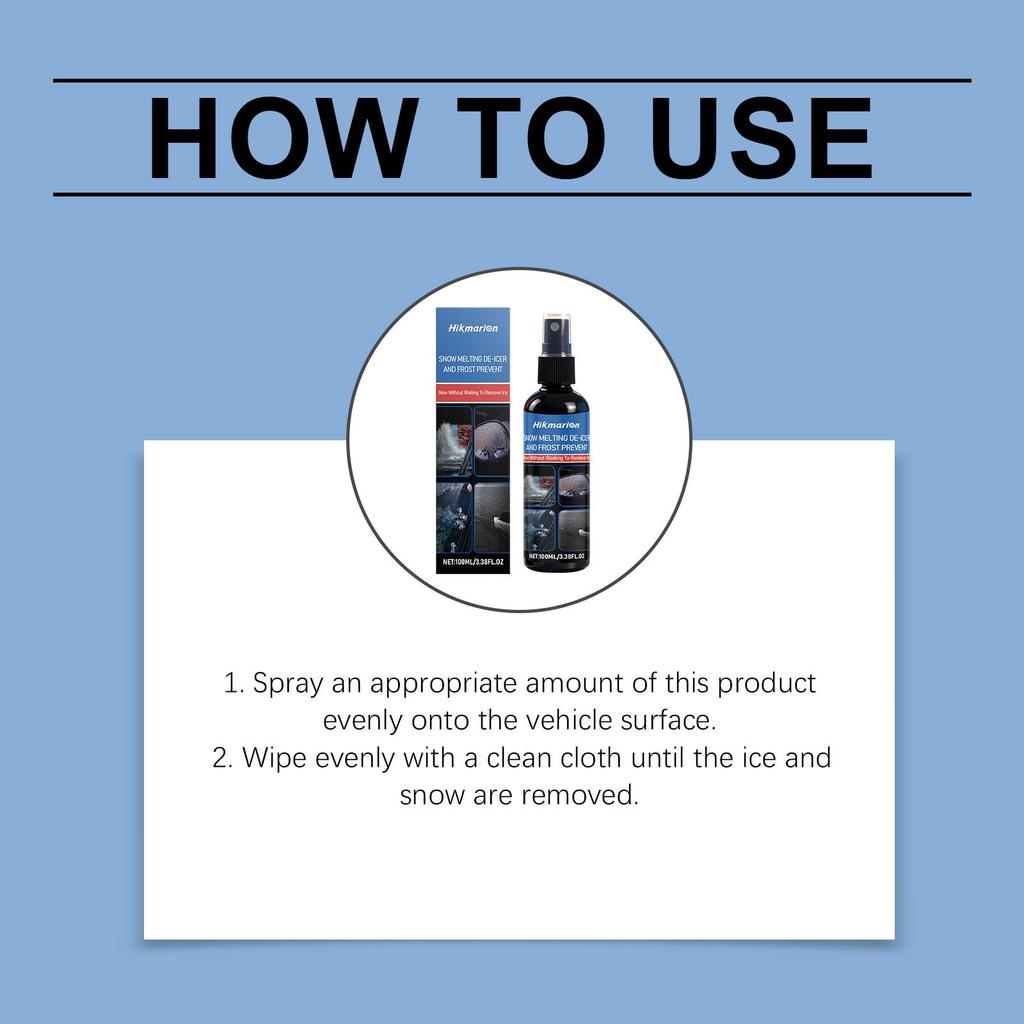 Hikmarion car deicing snow melting agent car window snow melting snow deicing anti-frost antifreeze maintenance field of vision car spray 100ml