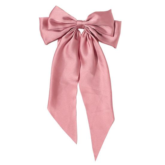 Damen Haarnadel Große Schleife Einfarbig Elegant Doppellagig Lange Haardekoration Pferdeschwanz-Clip Satin Vintage Haarspange Haaraccessoires