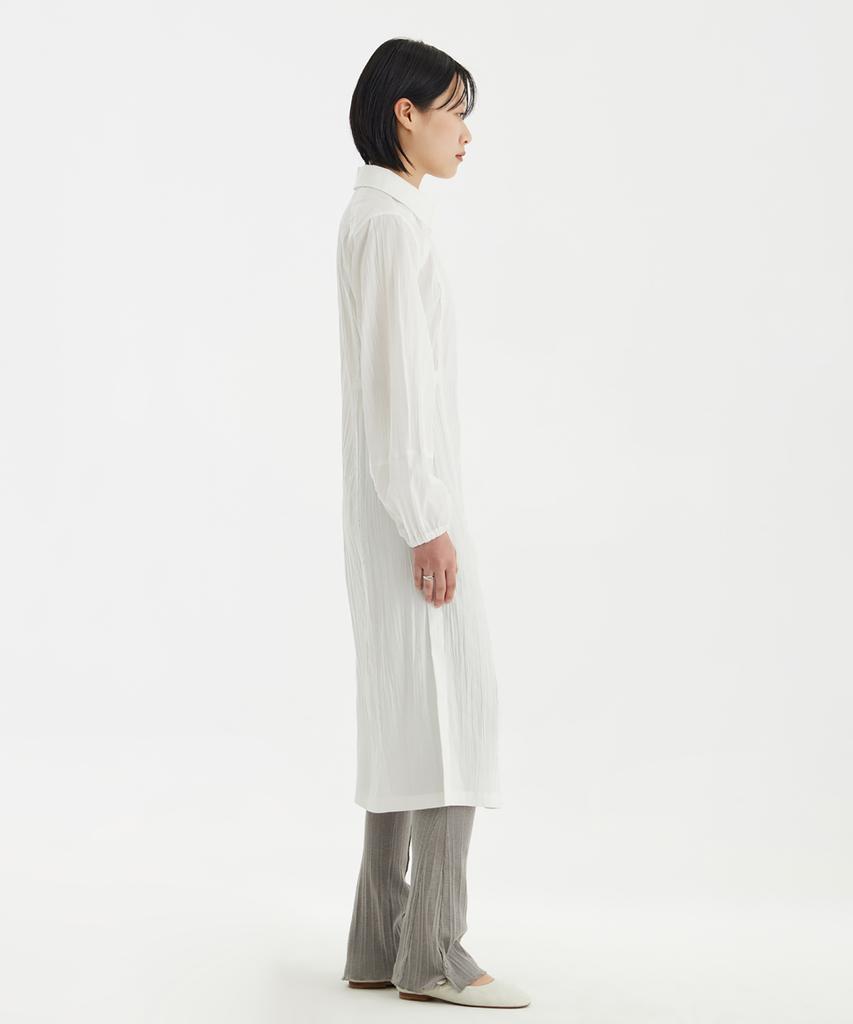 Youth Side-Slit Shirt Dress - White