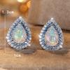 White Fire Opal Stud Earring Cute Blue Crystal Water Drop Stone Earrings For Women Trendy Silver Color Wedding Jewelry Accessory
