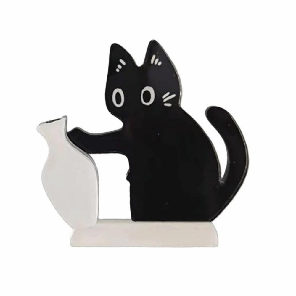 Svart Katt Skjuter Katthårssamlare Kreativ Kylskåpsmagnet Vas Dekor Pälssamlare