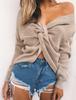 European Fashion Batwing Sleeve Knit Sweater with Cross Back Design for Women