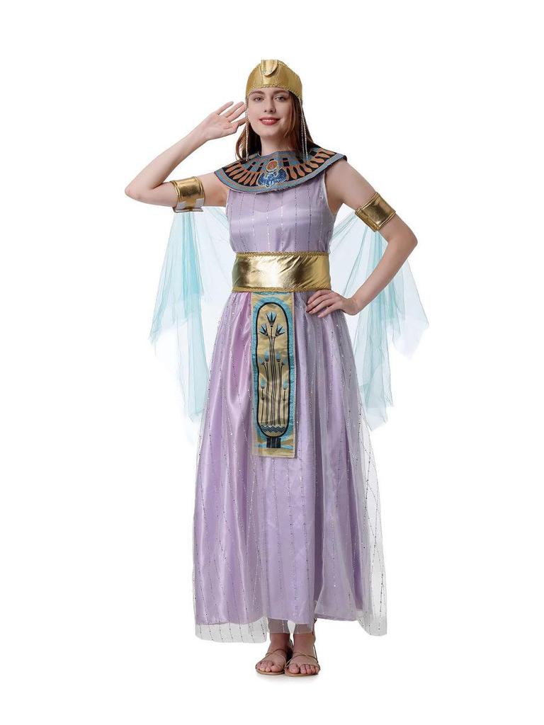 Europäisches & Amerikanisches Halloween Ägyptische Göttin Kleid: Langer Rock, Retro Cleopatra Cosplay Kostüm