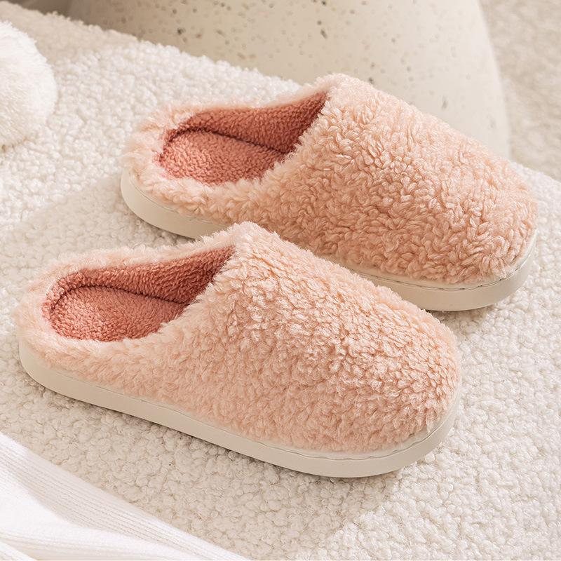 Qida Shun autumn and winter home cotton slippers, new indoor and outdoor plush couple warm wool cotton mop