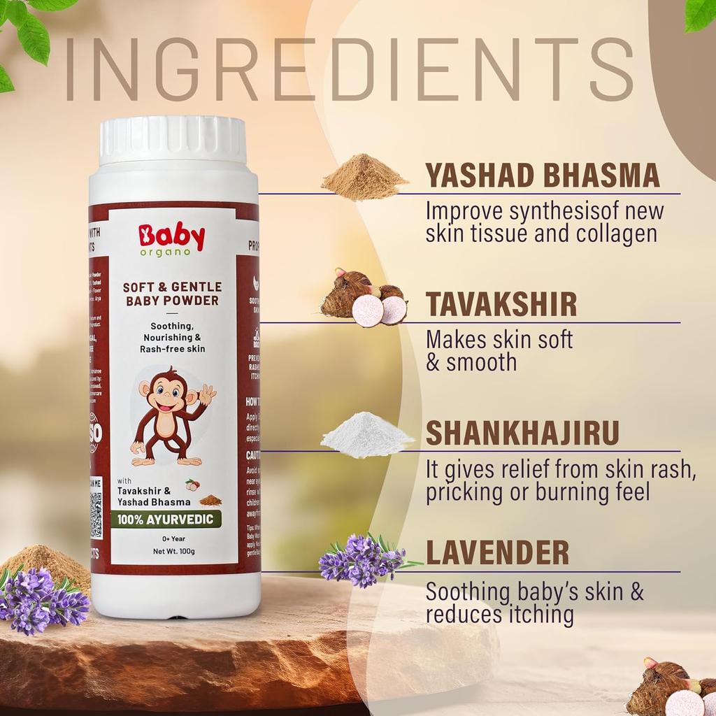Babyorgano Summer Special Anti Bacterial Ayurvedic Baby Powder & Baby Lotion Combo for New Born Unisex Kids Daily Use