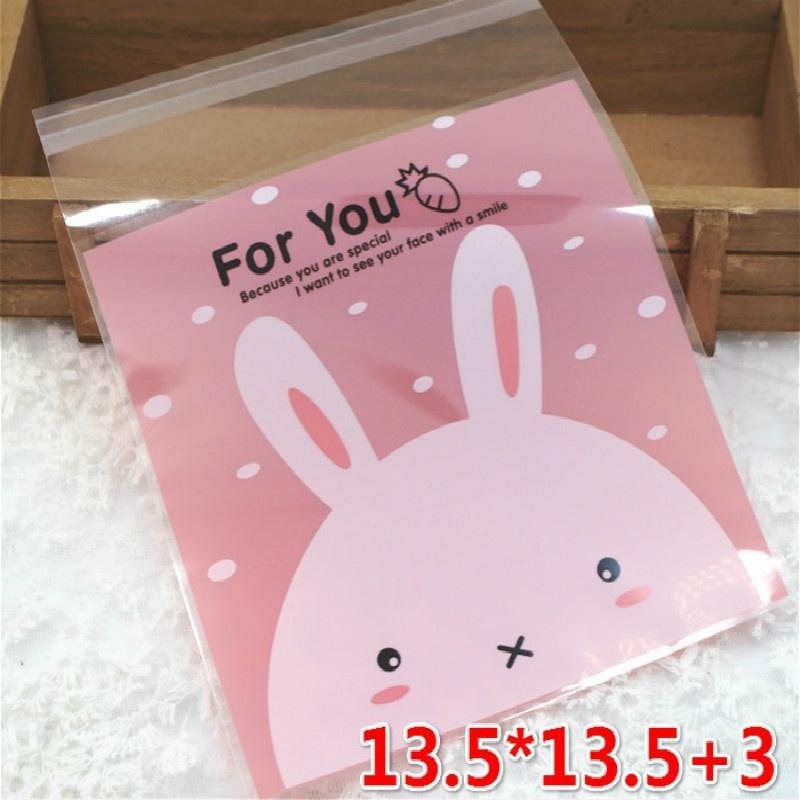 50 Pcs Baking Package Cookie Bag Cartoon Self-sealing Bag Handmade Soap Candy Snack Bag