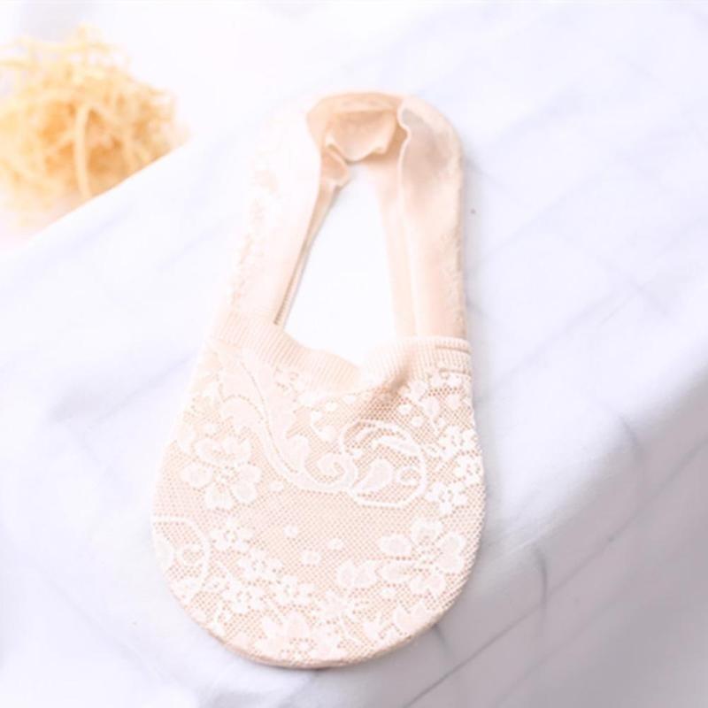 Women Girl Cotton Lace Antiskid Invisible Liner No Show Peds Low Cut Socks