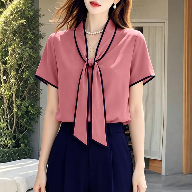 ZANZEA Women Casual V-Neck Elegant Summer Short Sleeve Blouse M камео розовый