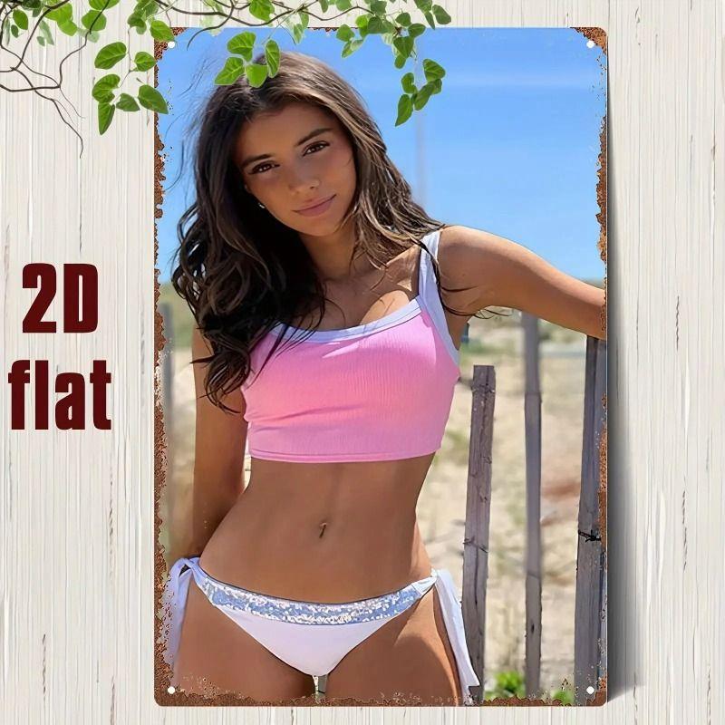 Vintage Kvinlig Silhuett Metall Logotyp för Bar & Garage