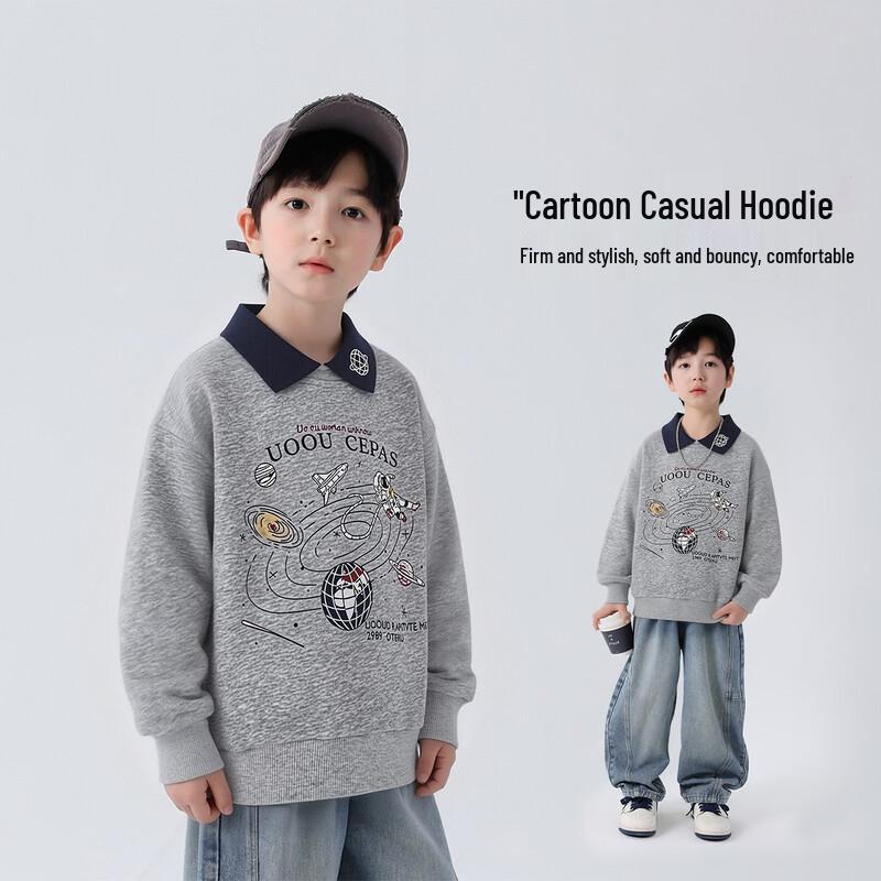 Boy's Cotton Blend Polo Collar Sweatshirt
