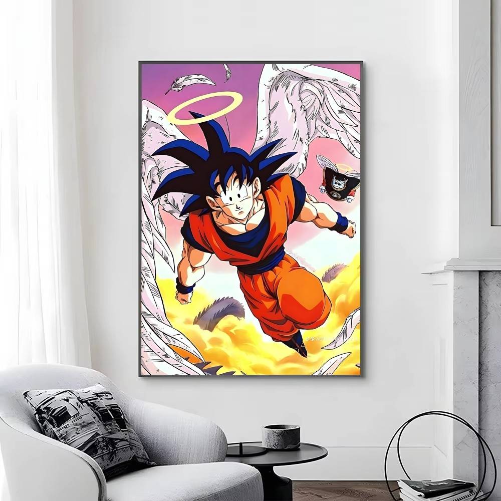 1pc Anime DRAGON BALL Son Goku Posters Self-adhesive Paper Print Home Living Room Bedroom Entrance Bar Cafe Art