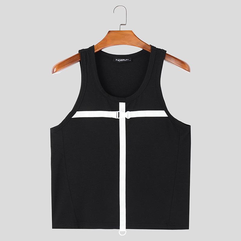 INCERUN Summer Men Strap Sleeveless T-shirts Racerback Tank Tops