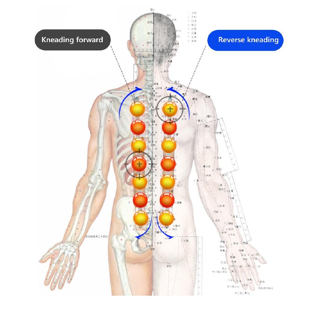 50W 2 Modes Massage Seat Cushion Chair-Neck Back Massager with Heat Rolling Kneading for Back Pain Relief