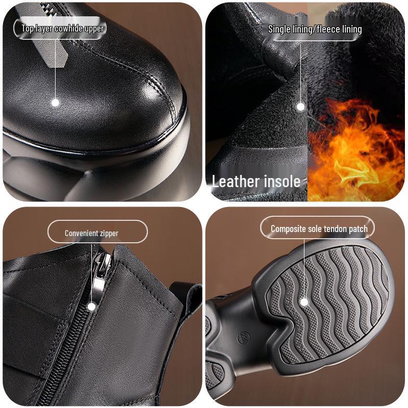 Women's Small Leather Martin Boots, Thick Sole, Chunky Heel, Versatile Low-Top Short Boots for Autumn/Winter 2025.