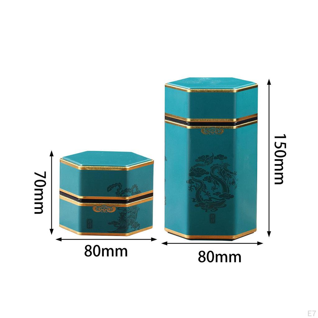 2 Pack Loose Tea Canisters Chinese Styles Food Storage Jars Vintage Iron Kitchen