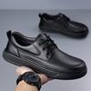 Mens Leather Casual Shoes Lace Up Comfortable Oxfords Breathable Daily Walking Men Business Shoes Soft Sole Work Office Footwear