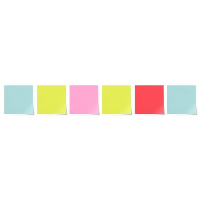 POST-IT Lot de 6 bloc-notes Super Sticky - Couleurs Miami - 76 x 76 mm