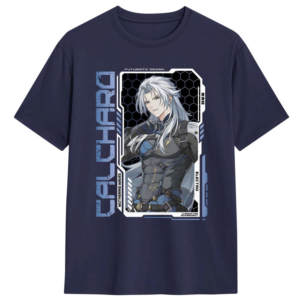 Unisexs Tshirts Wuthering Waves Characters Vintage Cotton Tee Shirt Short Sleeve Calcharo T Shirts Round Collar Clothes Plus Size