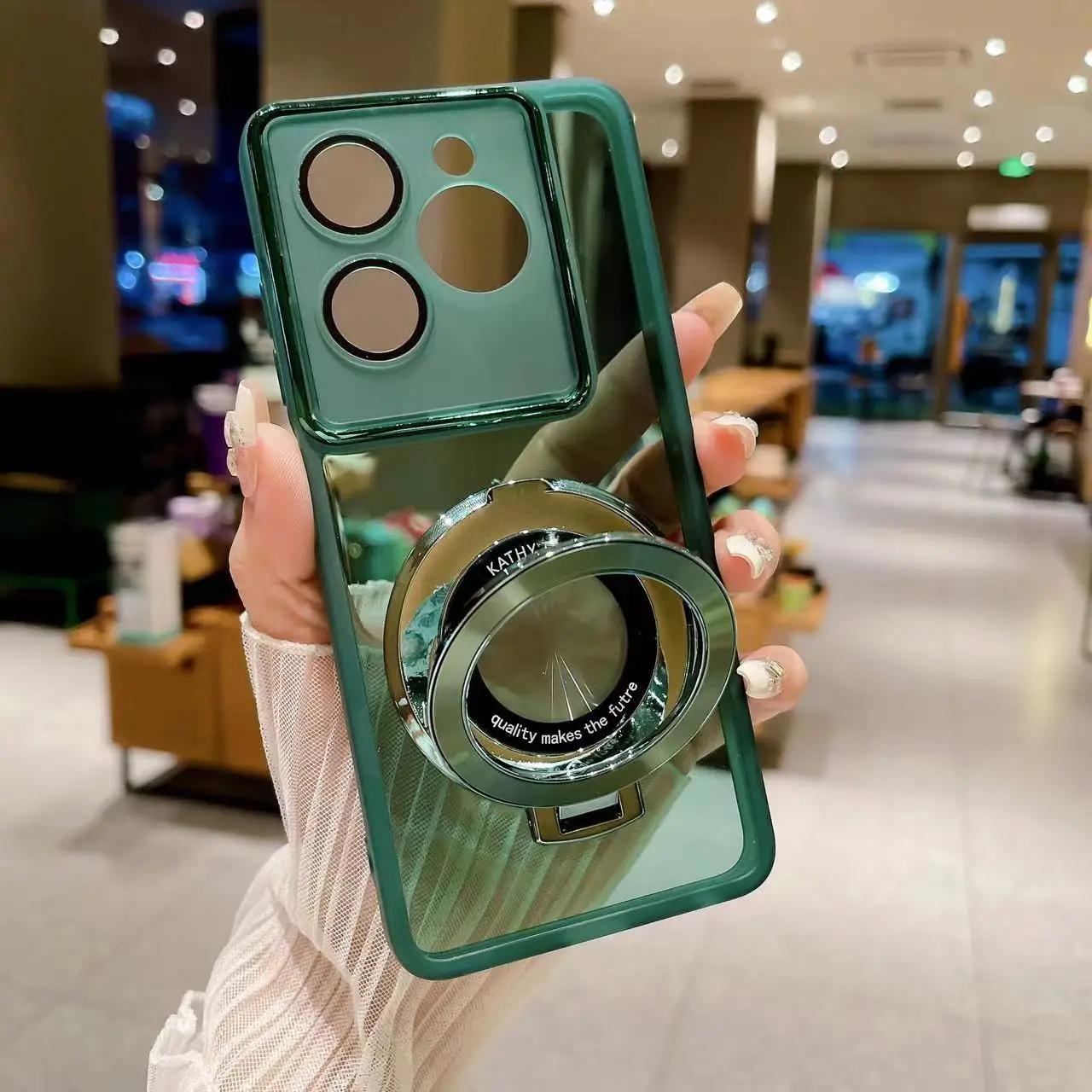 

Роскошный магнитный держатель для кольца, чехол для телефона на Funda Xiaomi Redmi 14C Redmi14 C Mi 14T Pro 14TPro, прозрачный чехол-подставка Redmi 14C 4G зелёный