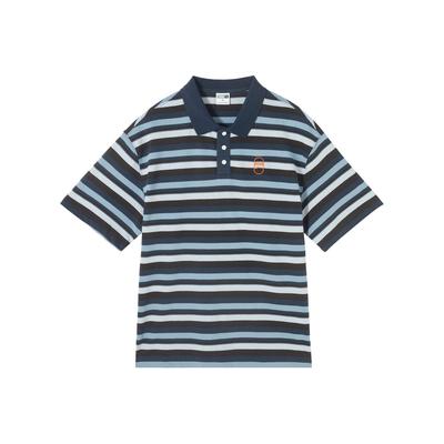 Downtown 180 Lockerer Schnitt Colorblock Gestreiftes Poloshirt Herren Tops Marineblau 630119-14