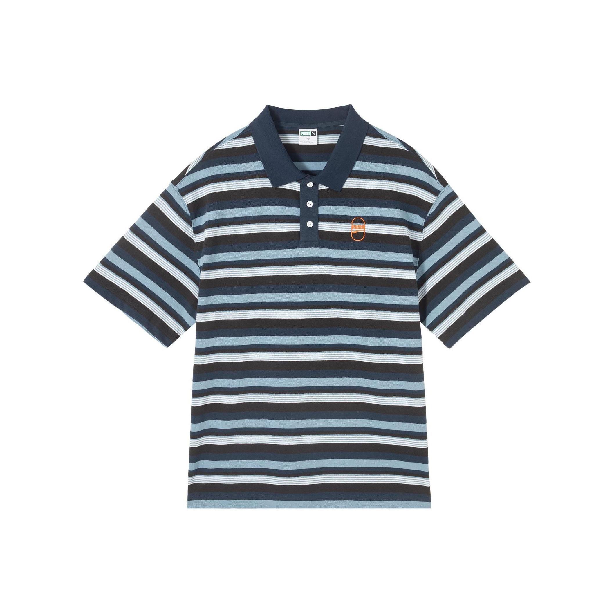 

Puma Downtown 180 Loose Fit Color Block Striped Polo Shirt Men Tops Navy-Blue 630119-14 S