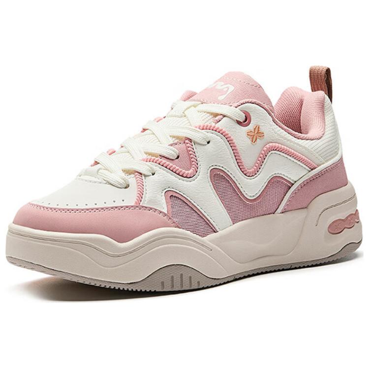 Anta Cream Bag Trendy Casual Non-Slip Wear-Resistant Low-Top Skate Shoes Women sneaker White Pink 122528036-2