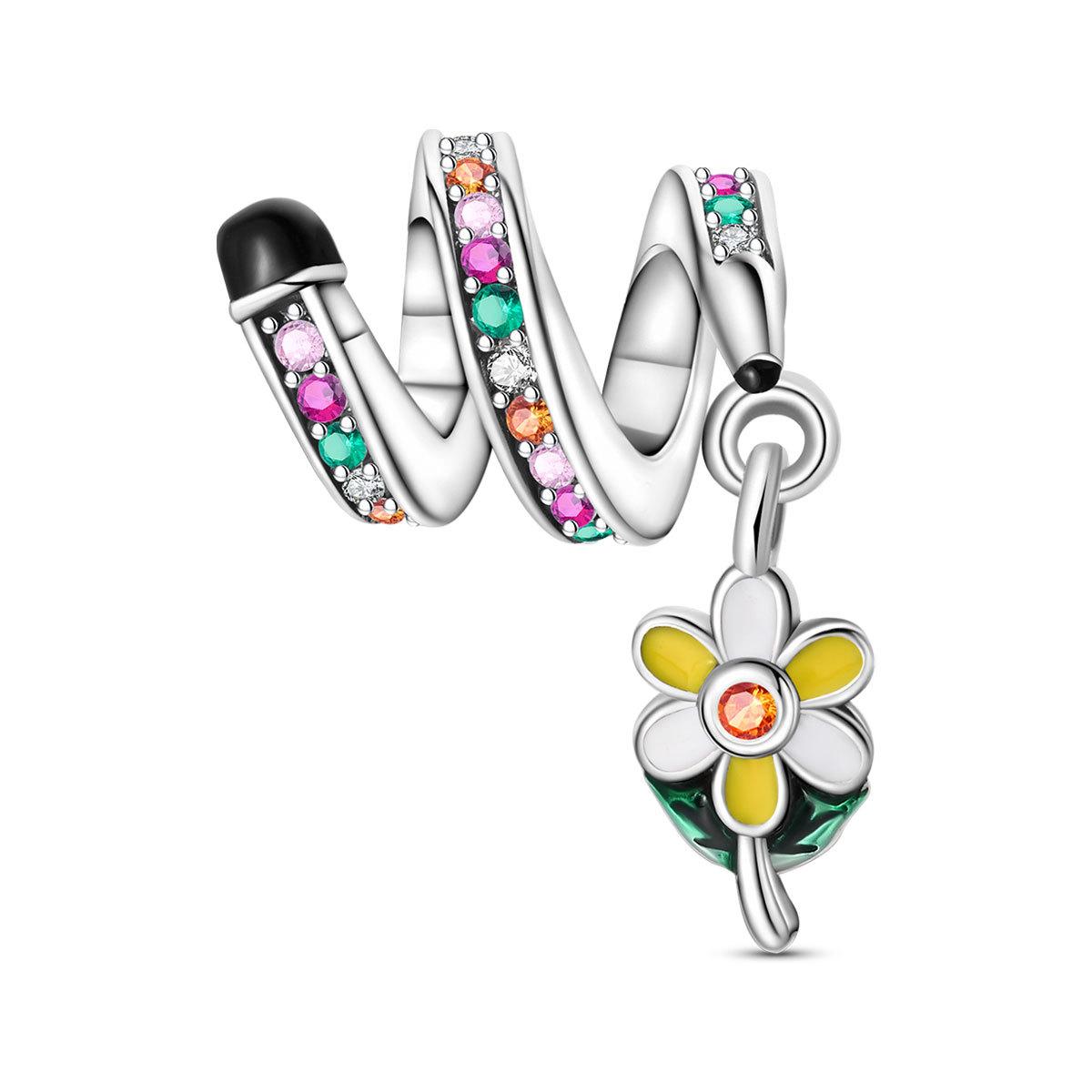 S925 Silver Graduation Owl with Mortar Board Beaded Pendant DIY Jewelry Necklace Bracelet Craft Accessories