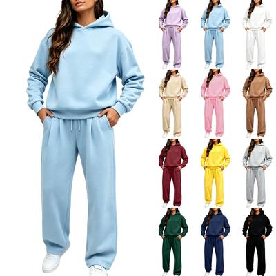 Women's Loose Fit Wide Leg Straight Leg Sweatpants Set with Drawstring Waist for Casual Everyday Wear