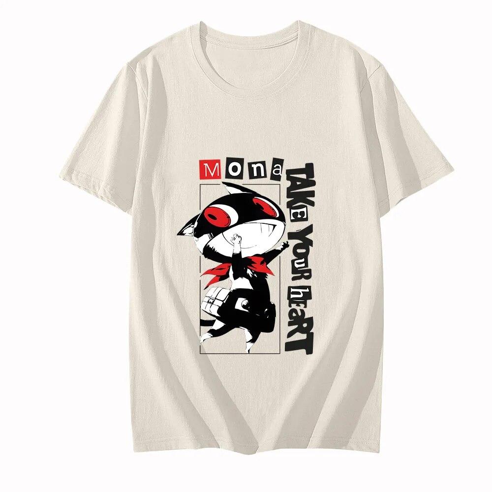 

Футболки Persona 5 Morgana P5 Mysterious Black Cat, унисекс, футболки с крутыми граффити, футболки из 100% хлопка, популярные персонажи с круглым вырезом
