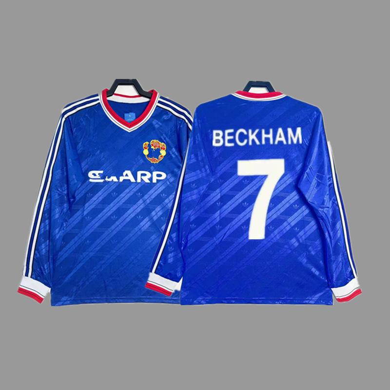 Man L Retro Jersey Football Jersey No. 7 Beckham Cantona C Ronaldo Rooney Giggs Jersey