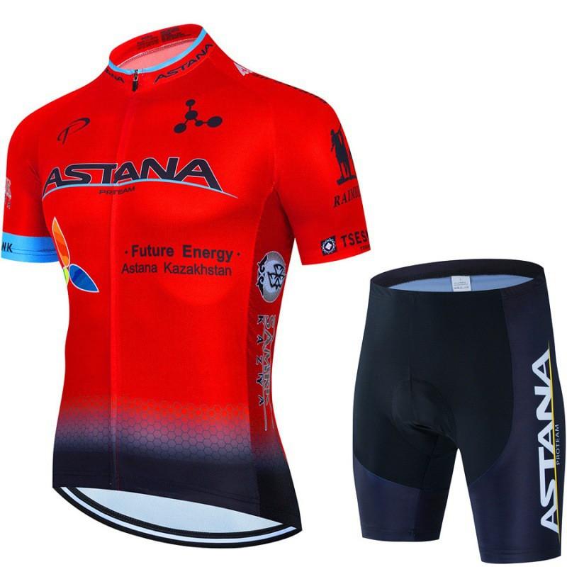 Mens Cycling Bib Shorts Set With Short Sleeve Jersey Breathable Sportwear Road Bike Riding