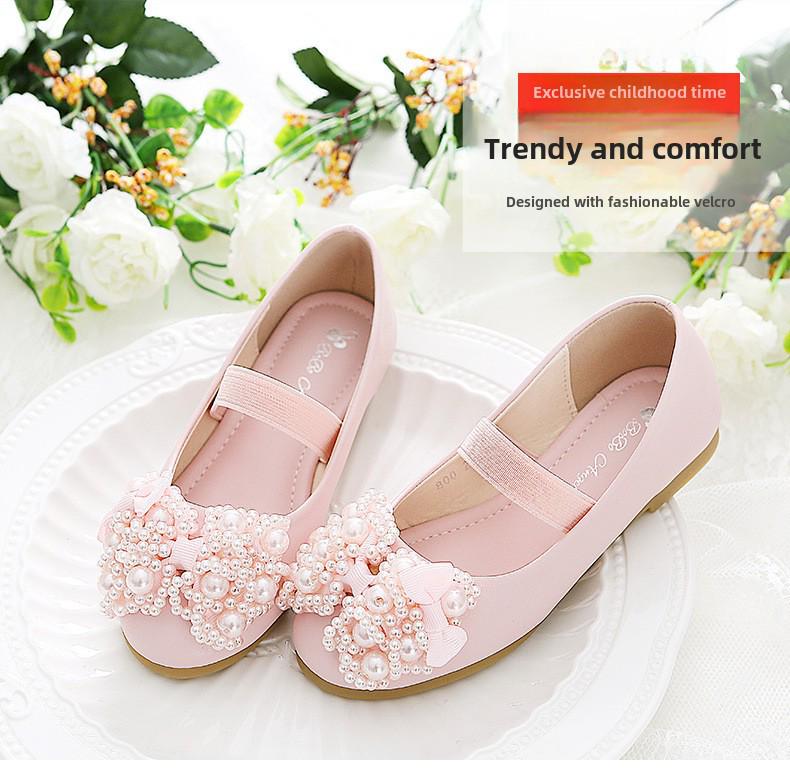 Girls' Princess Leather Dance Shoes - Flat, Single Dress Shoes for Baby and Toddlers