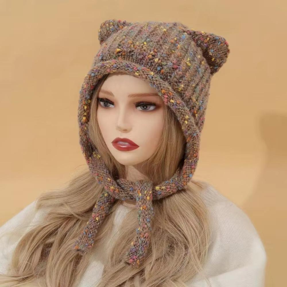 Keep Warm Knitting Cap Cute Cat Ear Pullover Cap New Cat Ear Hat
