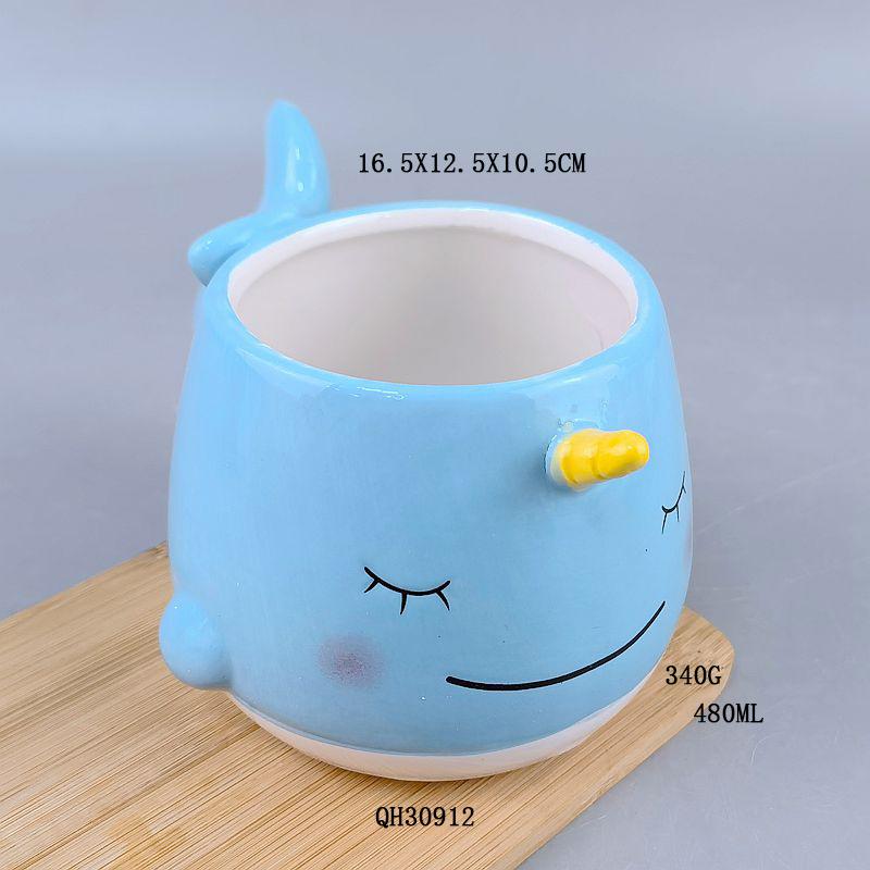 Ceramic piranha ceramic cartoon cup three-dimensional animal mug hand-painted ceramic universal coffee cup high value