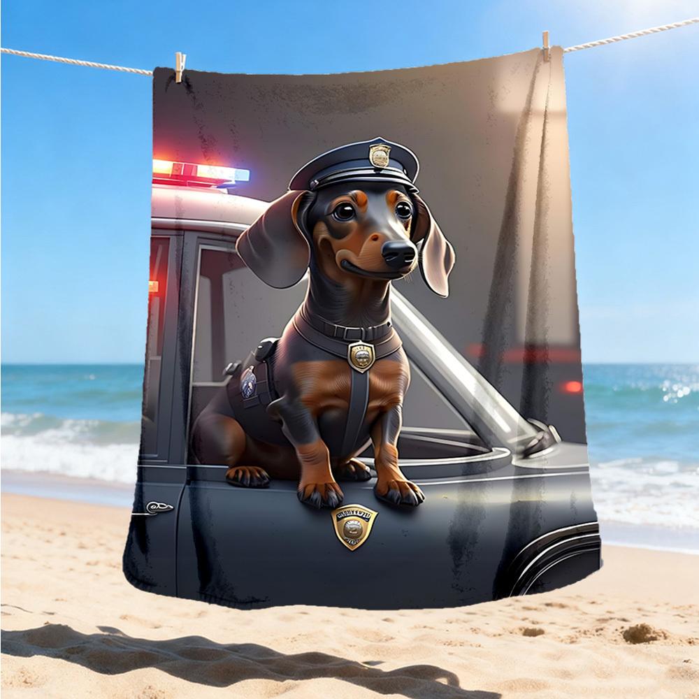 1pc Police Dog Print Outdoor Soft Polyester Flannel Throw Blanket Versatile for All Seasons , Soft , Cozy , Warm All Season Quilted Throw ,