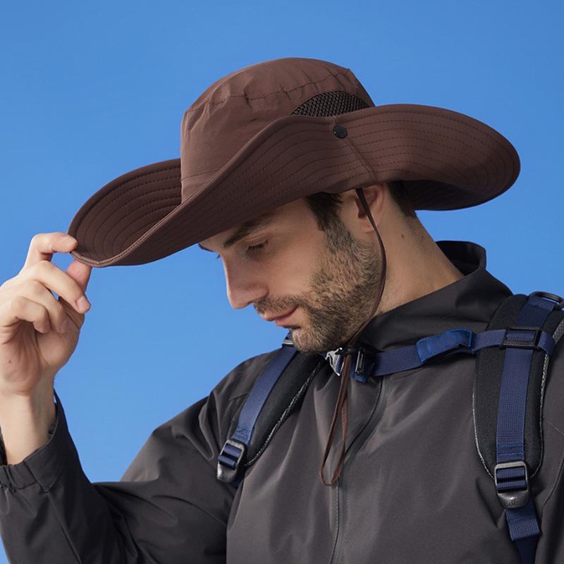 Summer Big Brim Breathable Sunscreen Fisherman Hat Men's Outdoor Mountaineering Fishing Hat Sunshade Hat
