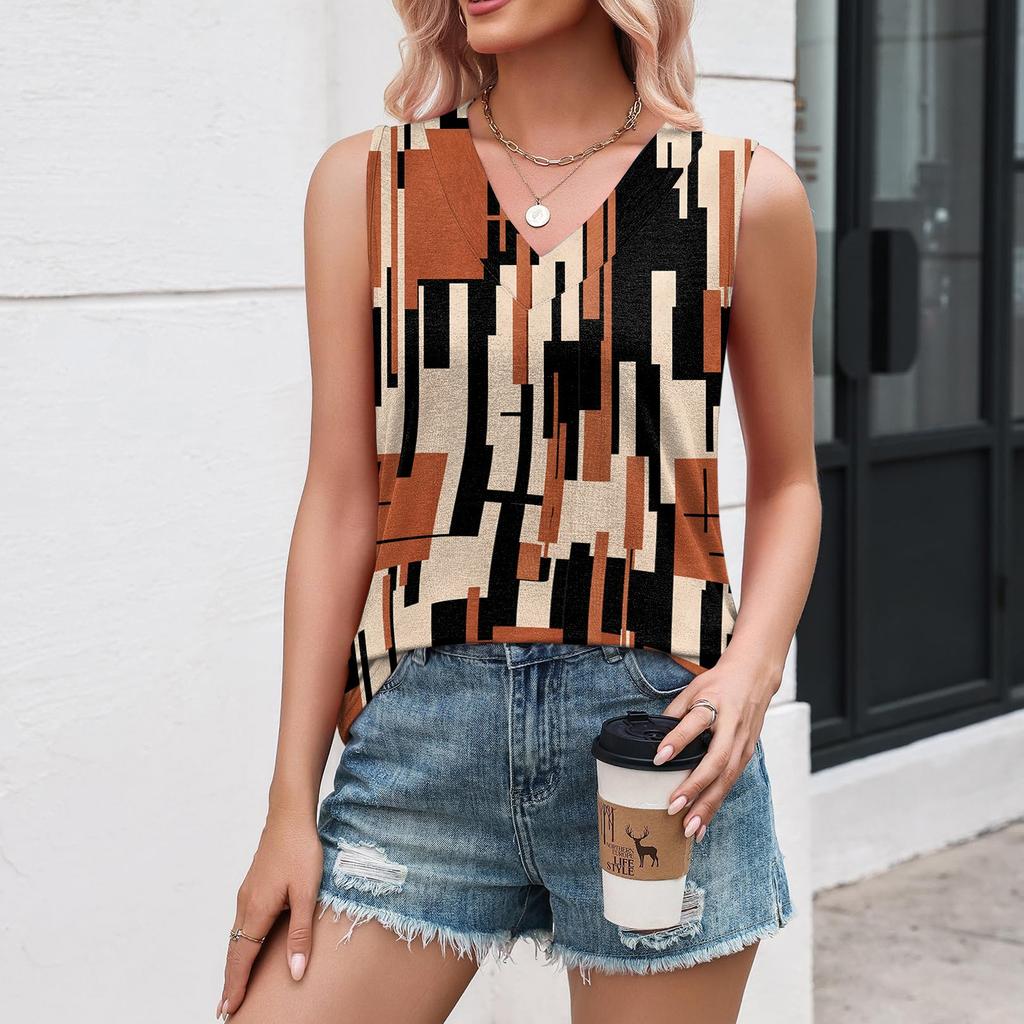 Women's Casual V-Neck Sleeveless Top