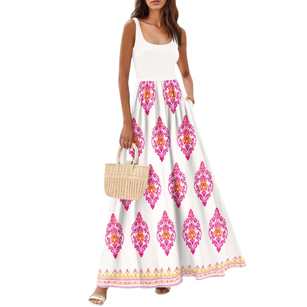 Fließende Kleider für Damen, Sommerkleider für Damen, lässige lange Kleider, süße lange Kleider mit Blumenmuster