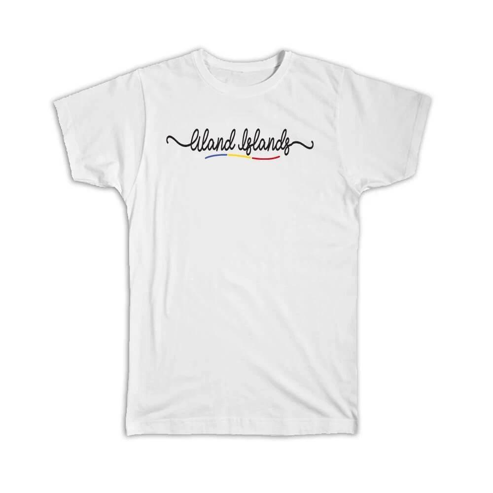 Gift T-Shirt : Aland Islands Flag Colors Travel Expat Country 2XL