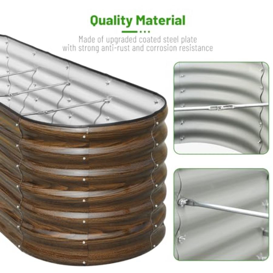 8x2x2ft Raised Garden Bed Kit 24 Tall Outdoor Metal Raised Planter Box for Planting Plants Vegetables Flowers Fruits Brown