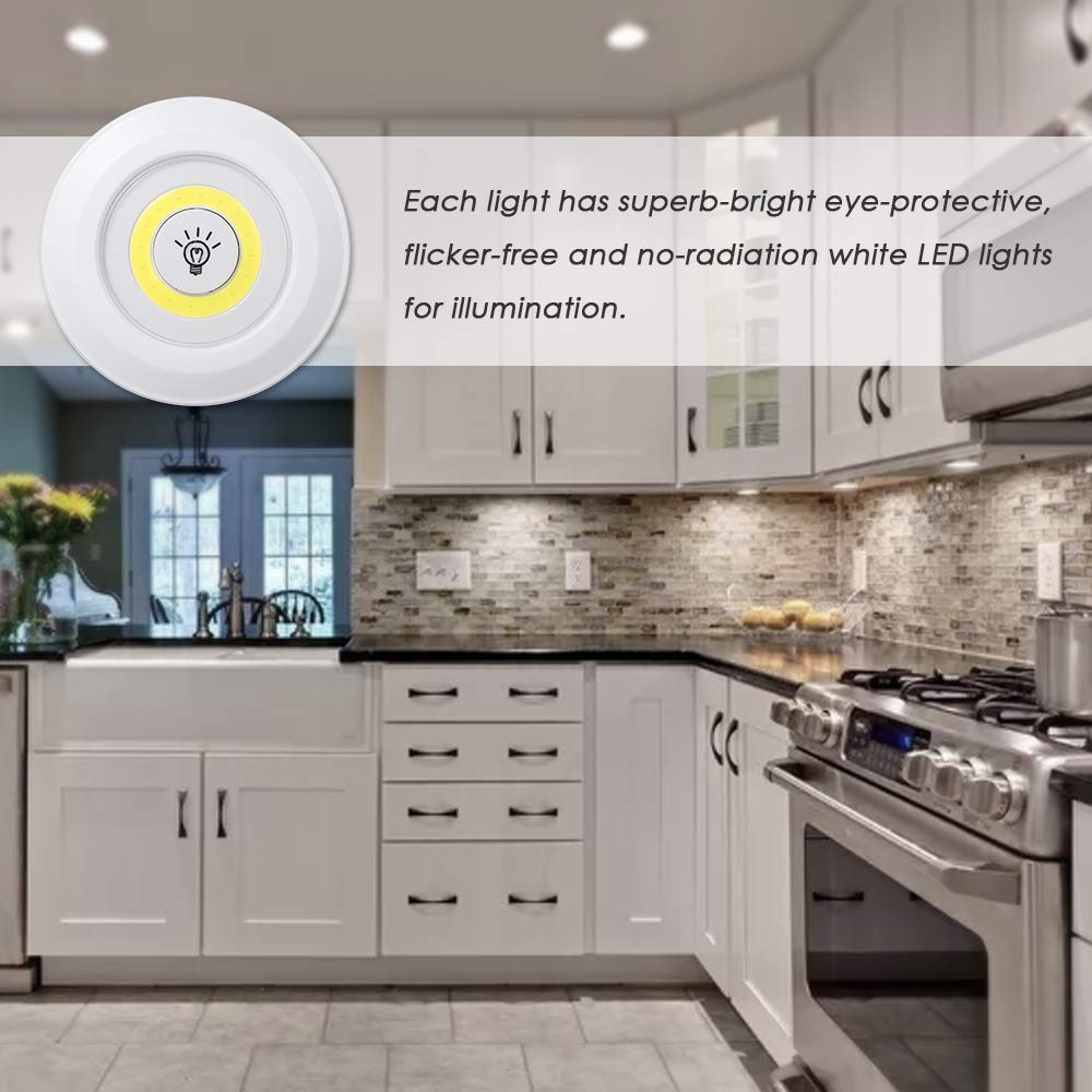 3w Super Bright Cob Under Cabinet Light Led Wireless Remote Control Dimmable Wardrobe Night Lamp Home Bedroom Closet Kitchen