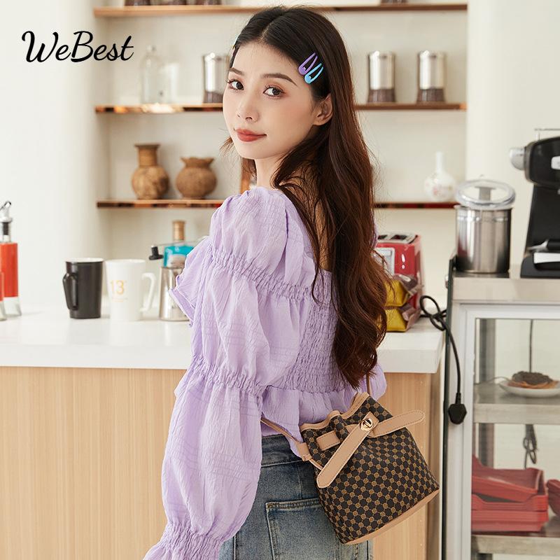 

Large Capacity Printed Fashion Bucket Shoulder Crossbody Bag чёрный