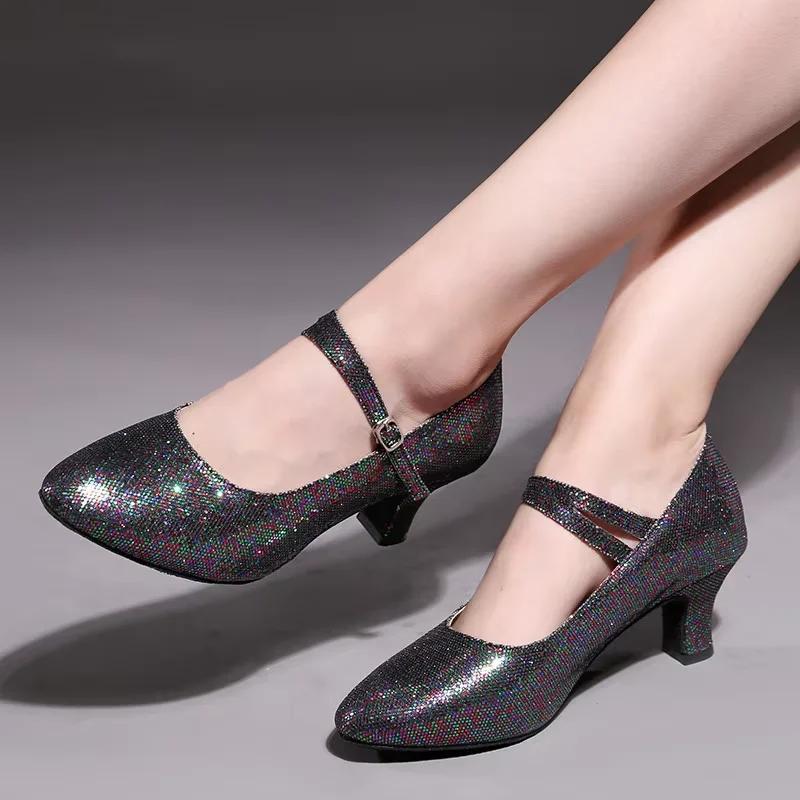 Tênis de Salão Sapatos de Dança Latina para Interior/Exterior Feminino Sola Macia Sapatos de Dança Dedos Fechados para Dança Moderna Jazz Tango